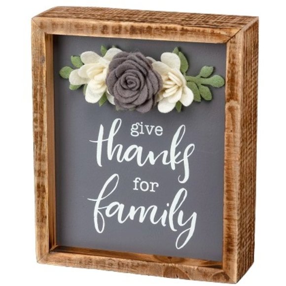 Give Thanks for Family Primitive Style Box Sign - Picture 1 of 1